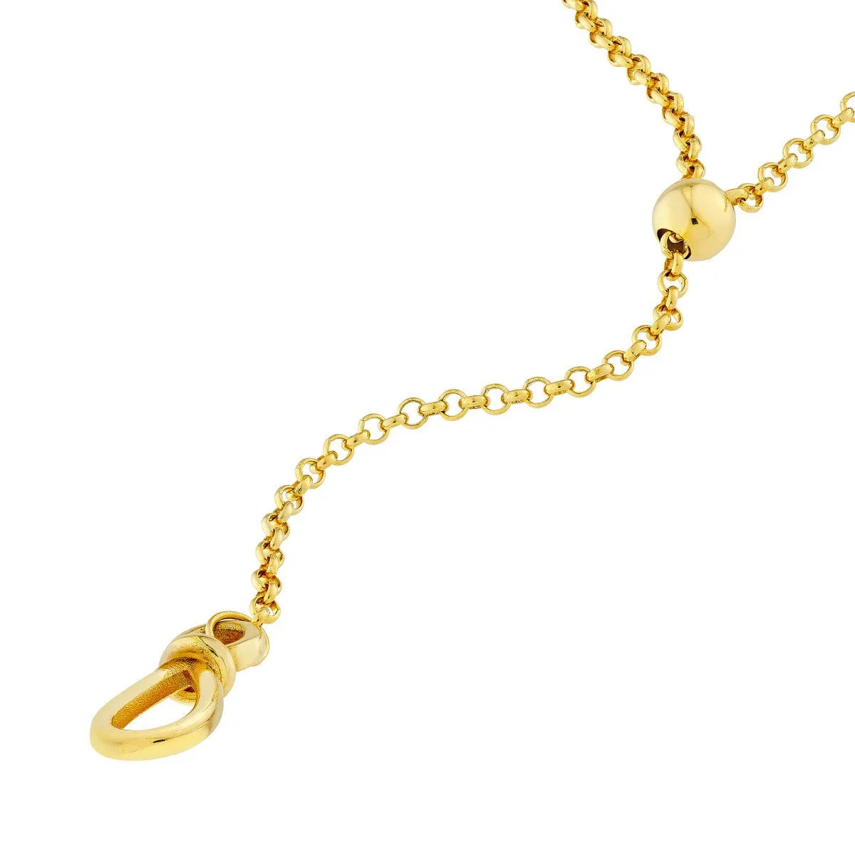 14K Yellow Gold Pull Over Rolo Lariat Necklace