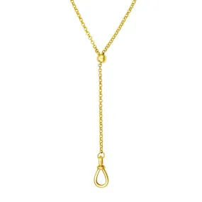 14K Yellow Gold Pull Over Rolo Lariat Necklace