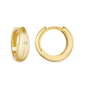 14K Yellow Gold Ridged Fluted Polished Round Hoop Earrings