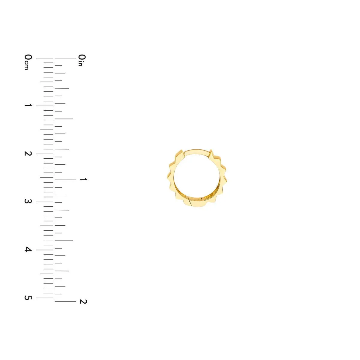 14K Yellow Gold Ridged Polished Round Hoop Earrings