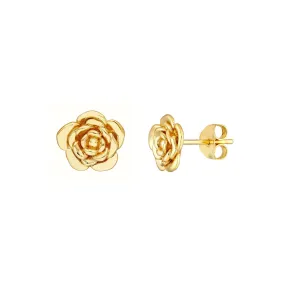 14K Yellow Gold Rose Stud Earrings