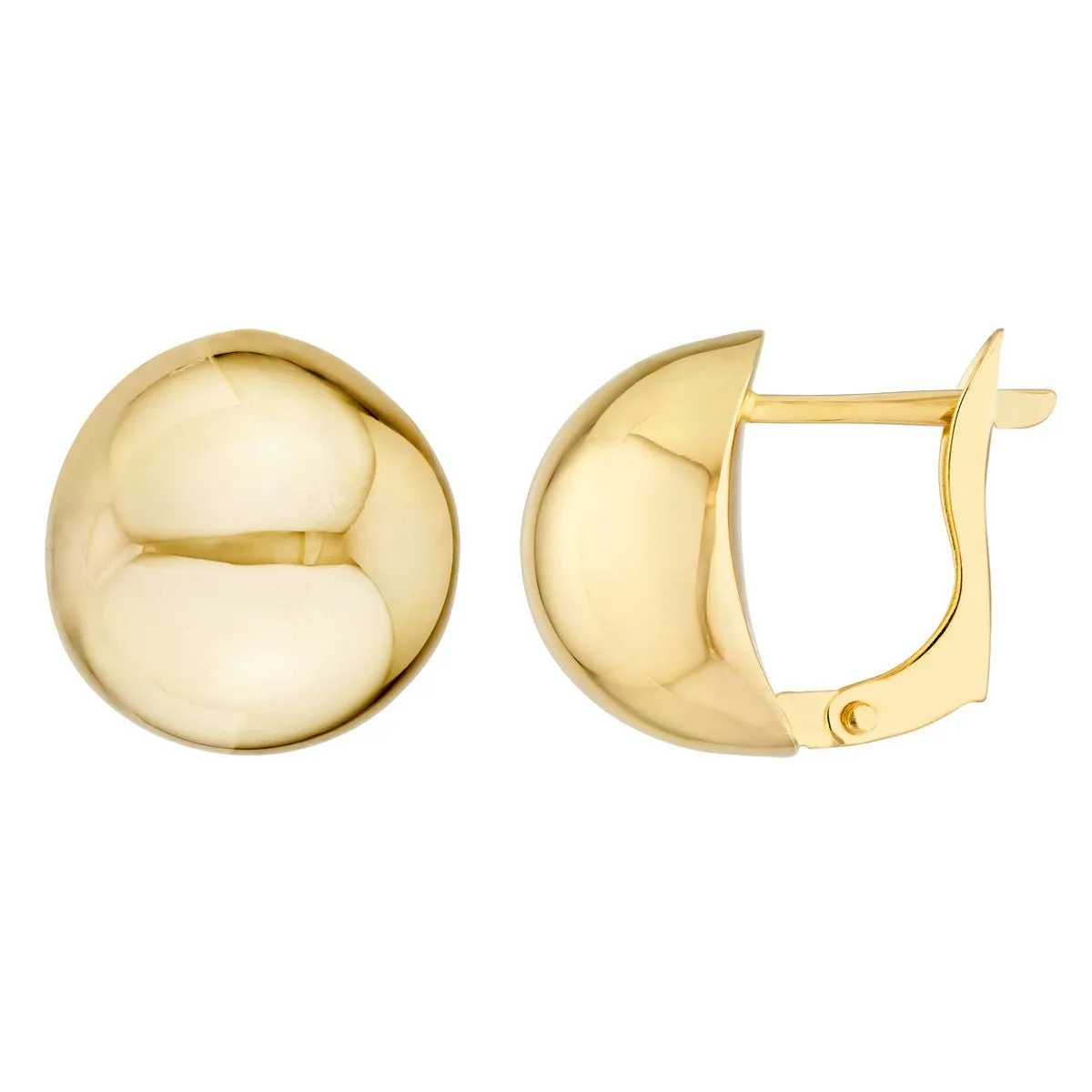 14K Yellow Gold Round Polished Button Omega Earrings