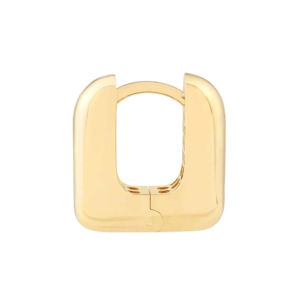 14K Yellow Gold Rounded Square Huggie Earrings