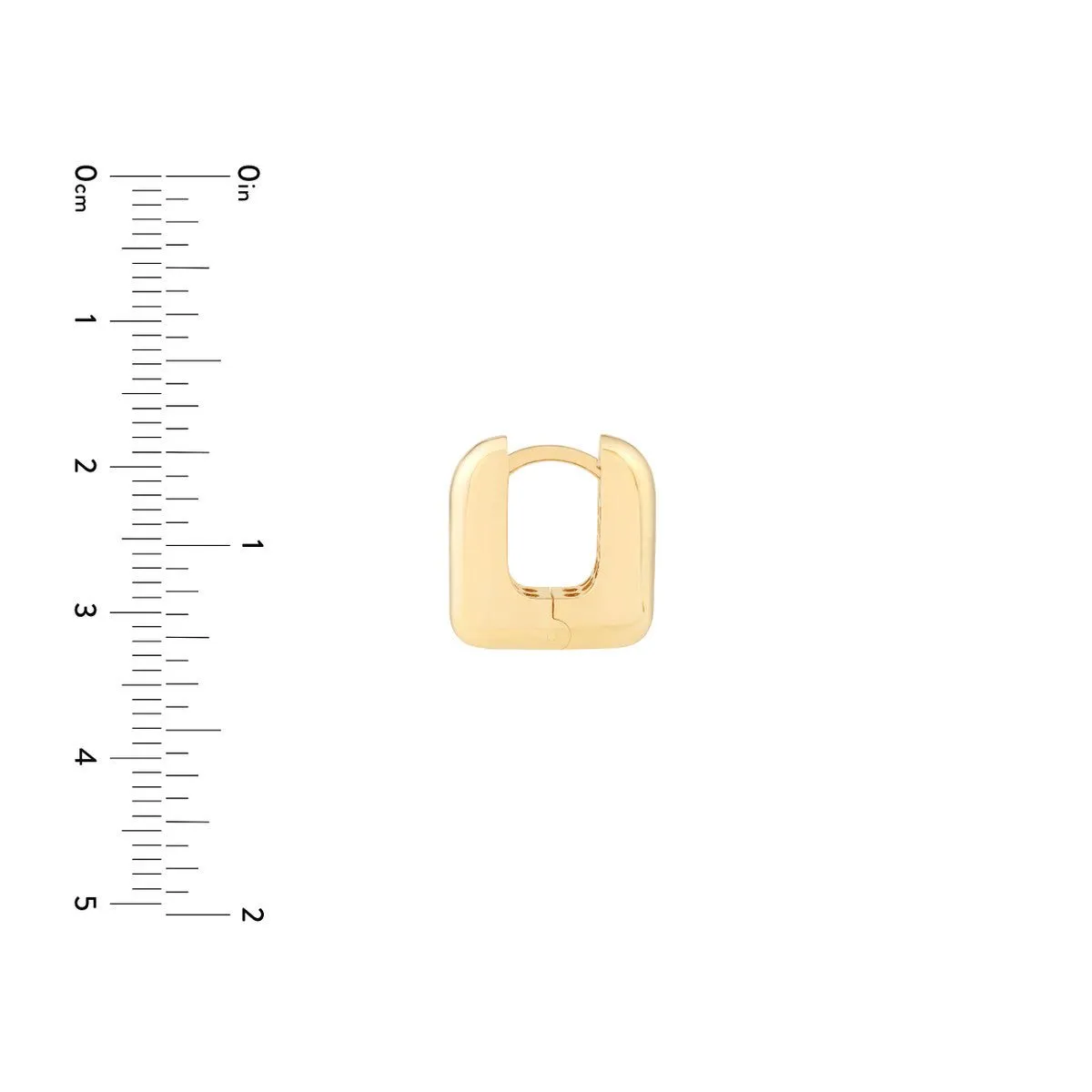 14K Yellow Gold Rounded Square Huggie Earrings