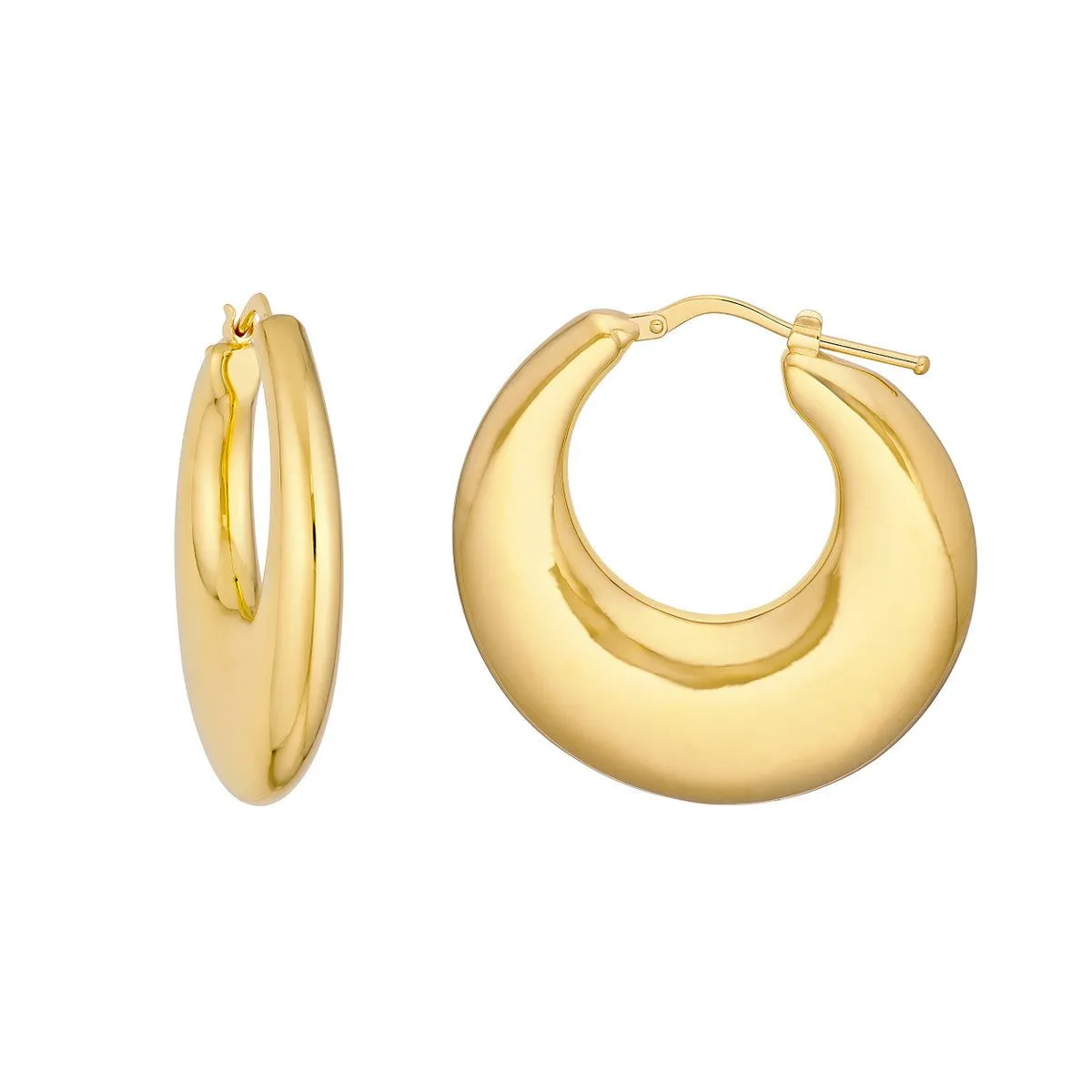 14K Yellow Gold Small Graduated Puffed Hoop Earrings