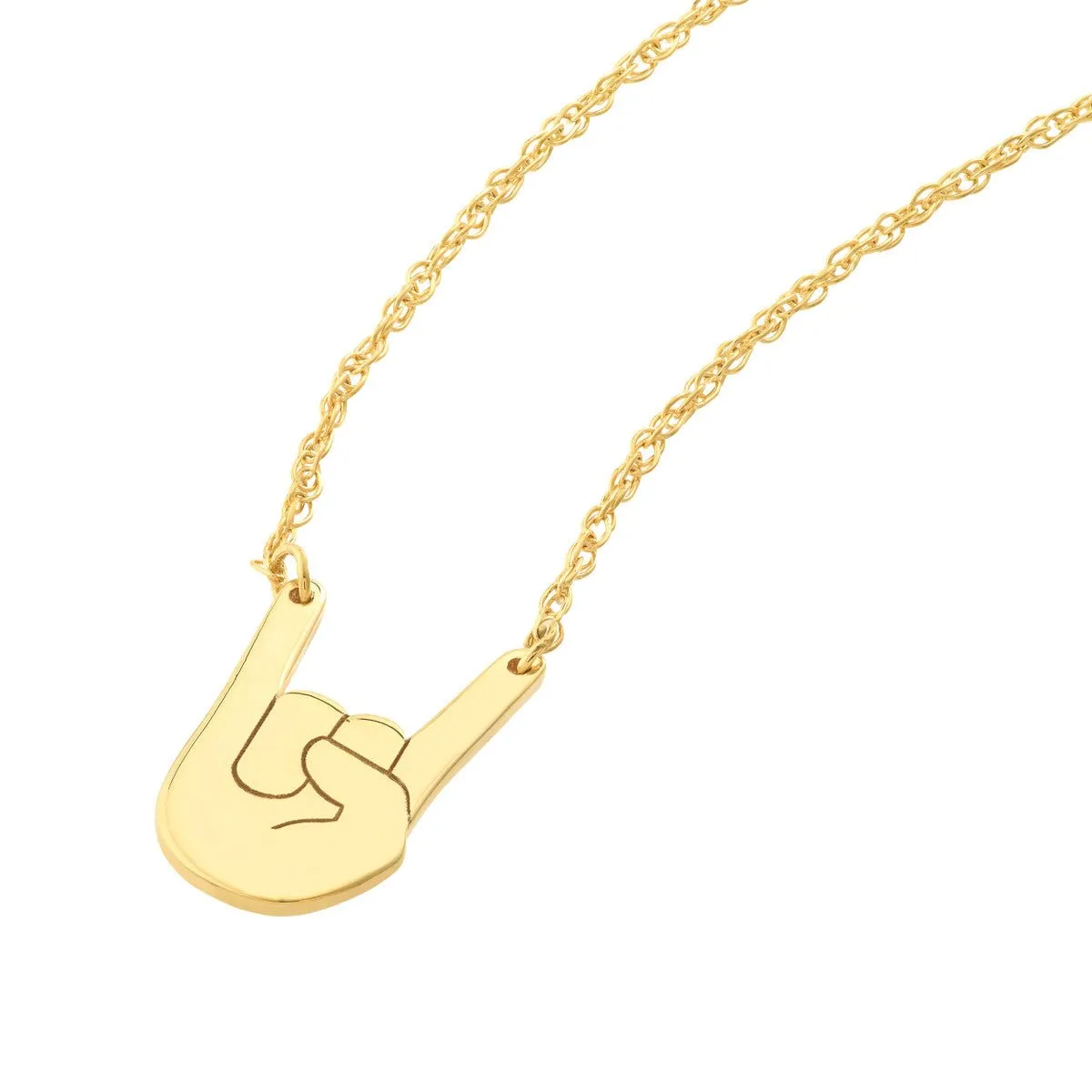 14K Yellow Gold So You ASL I Love You Necklace