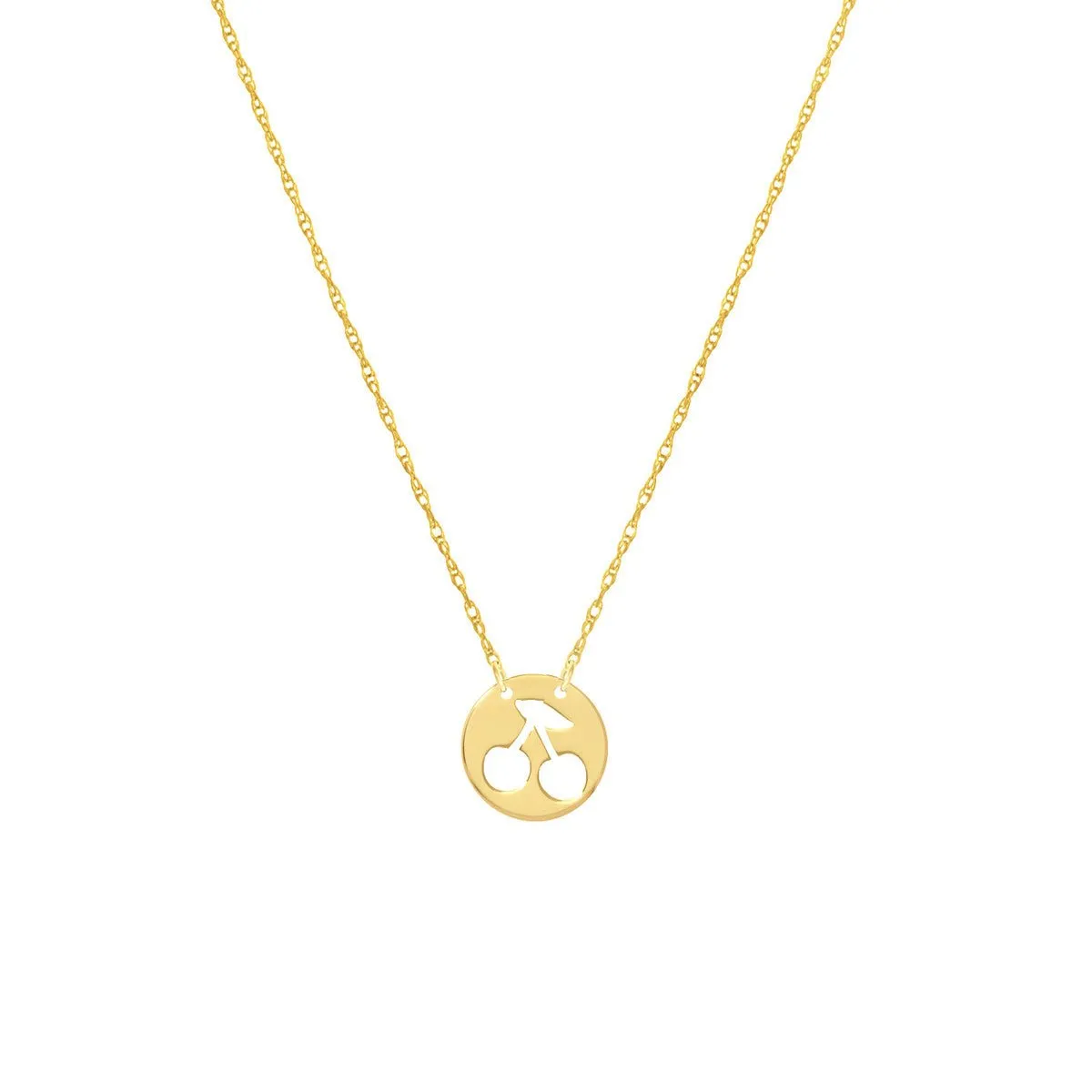 14K Yellow Gold So You Cutout Cherry Mini Disk Adj Necklace