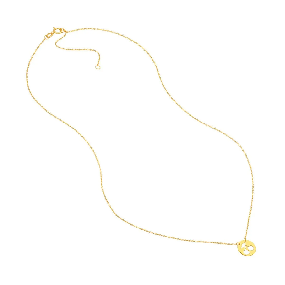 14K Yellow Gold So You Cutout Cherry Mini Disk Adj Necklace