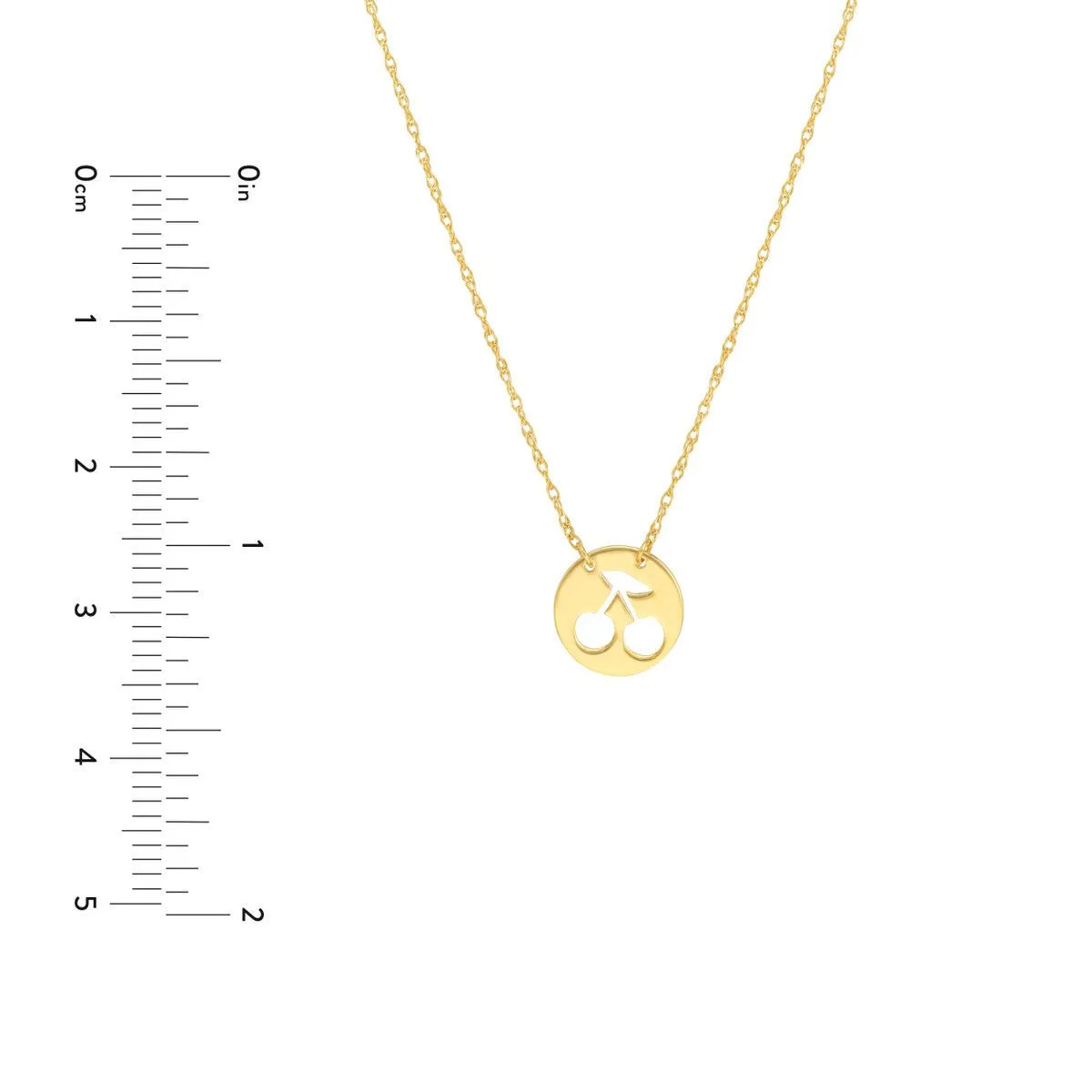 14K Yellow Gold So You Cutout Cherry Mini Disk Adj Necklace