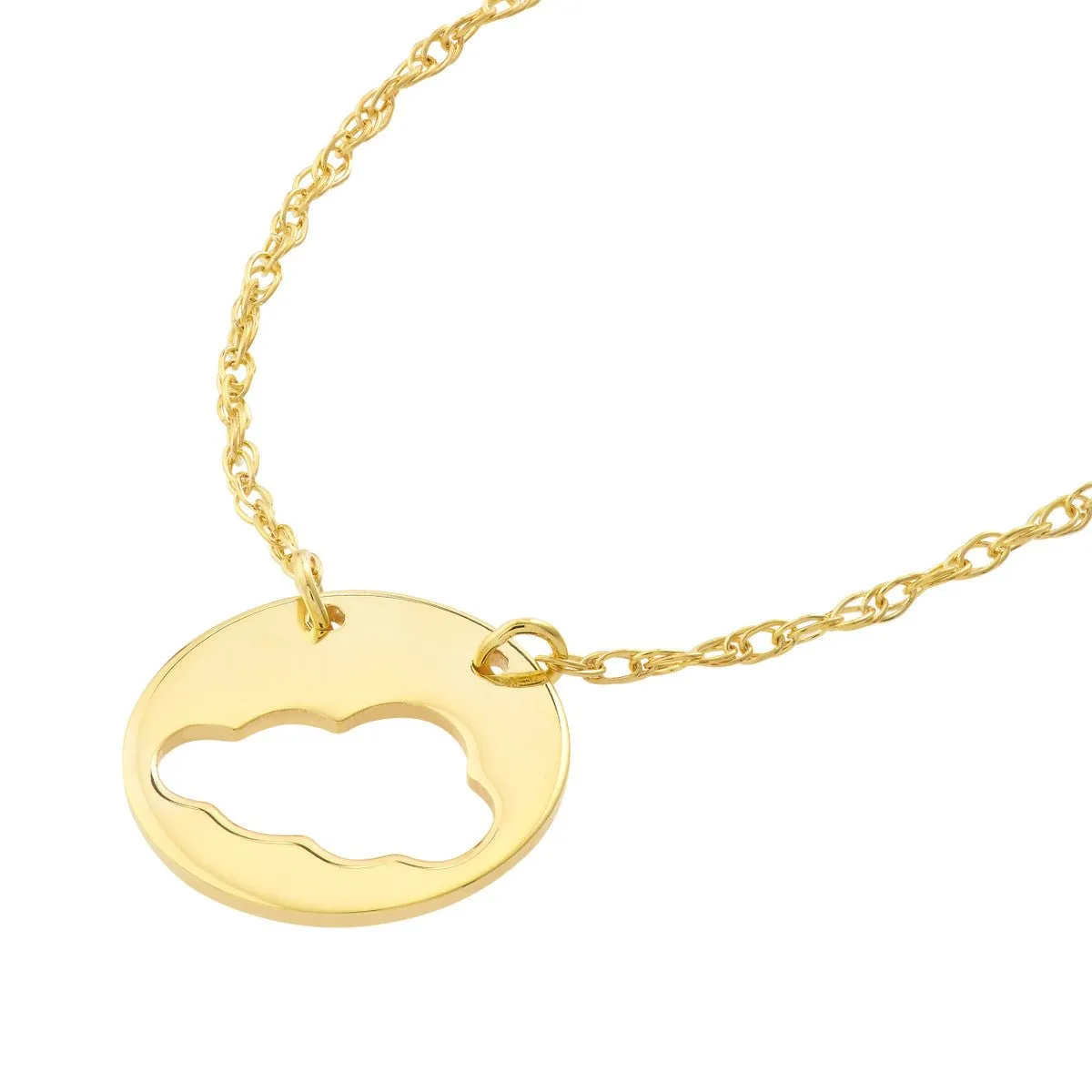 14K Yellow Gold So You Cutout Cloud Mini Disk Adj Necklace