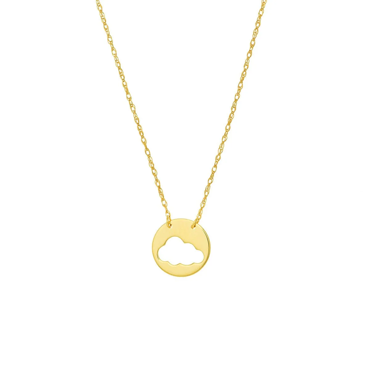 14K Yellow Gold So You Cutout Cloud Mini Disk Adj Necklace