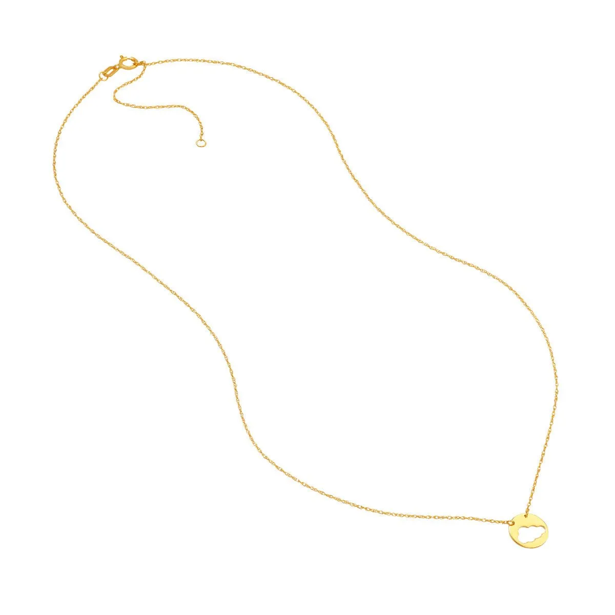 14K Yellow Gold So You Cutout Cloud Mini Disk Adj Necklace