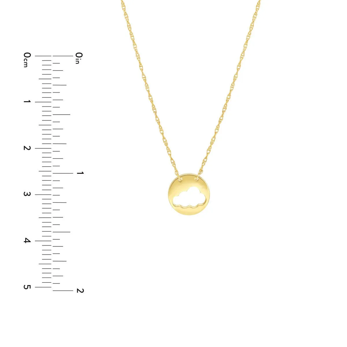 14K Yellow Gold So You Cutout Cloud Mini Disk Adj Necklace