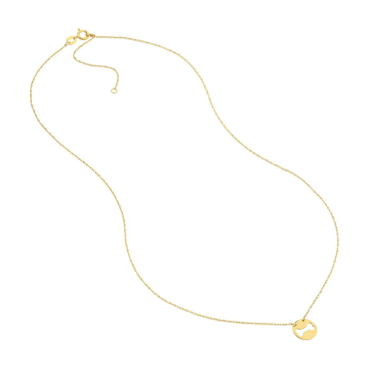 14K Yellow Gold So You Cutout Dog Bone Mini Disk Necklace