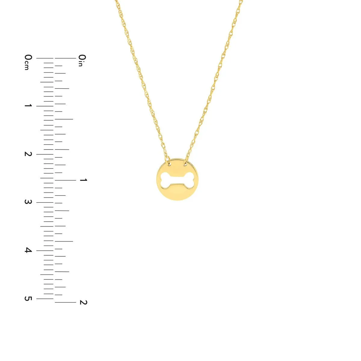 14K Yellow Gold So You Cutout Dog Bone Mini Disk Necklace