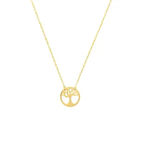 14K Yellow Gold So You Cutout Tree of Life Disc Adj Necklace