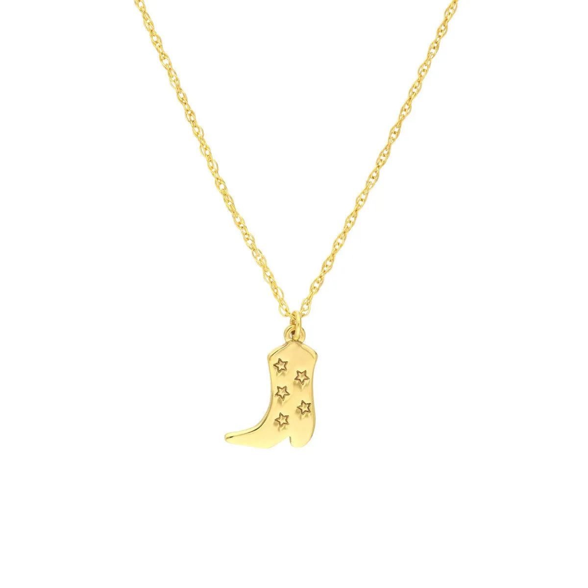 14K Yellow Gold So You Five Stars Cowboy Boot Necklace