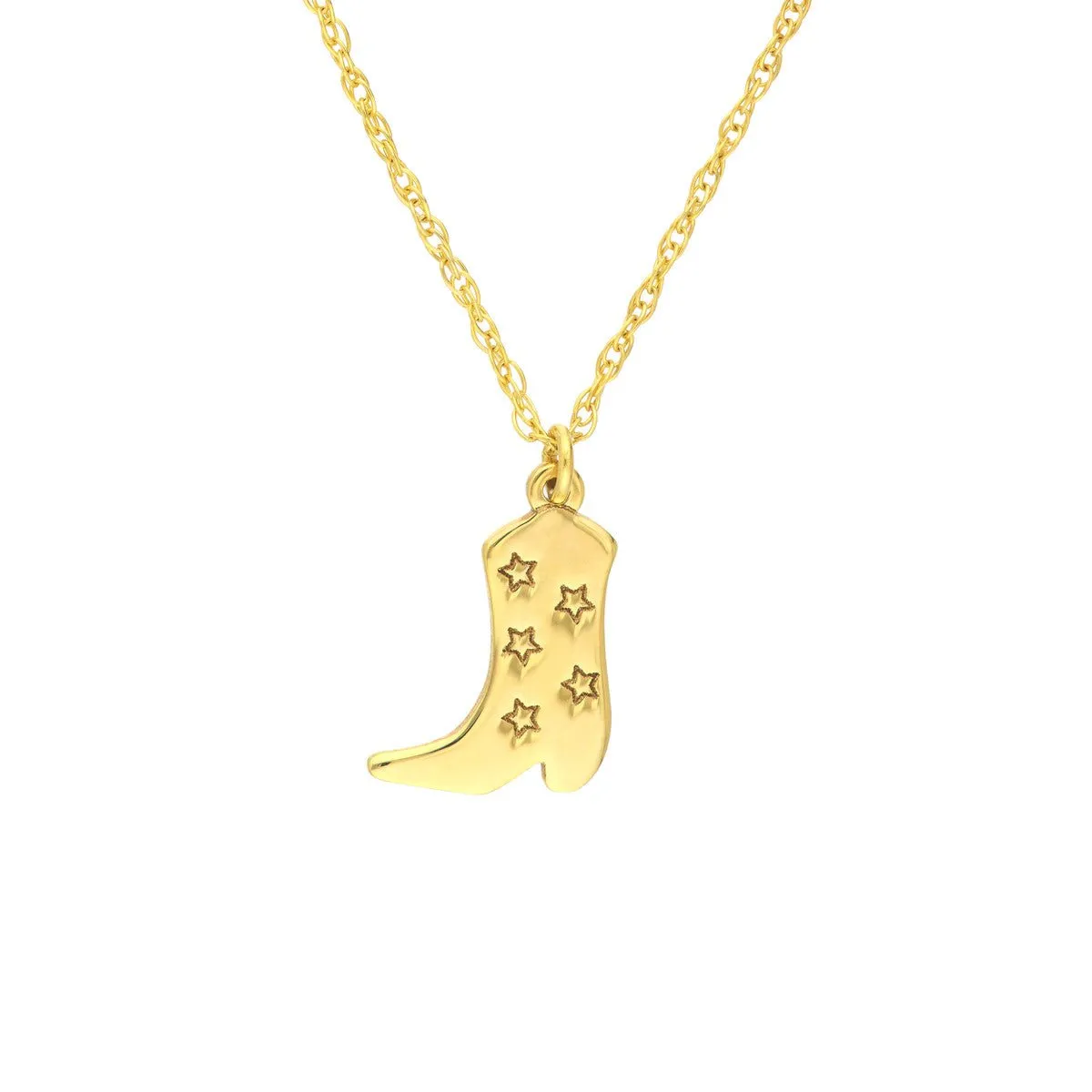 14K Yellow Gold So You Five Stars Cowboy Boot Necklace