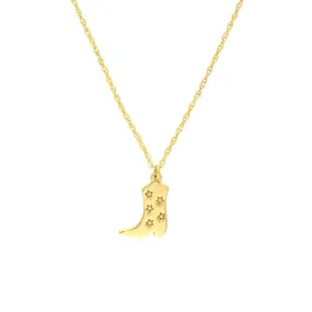 14K Yellow Gold So You Five Stars Cowboy Boot Necklace