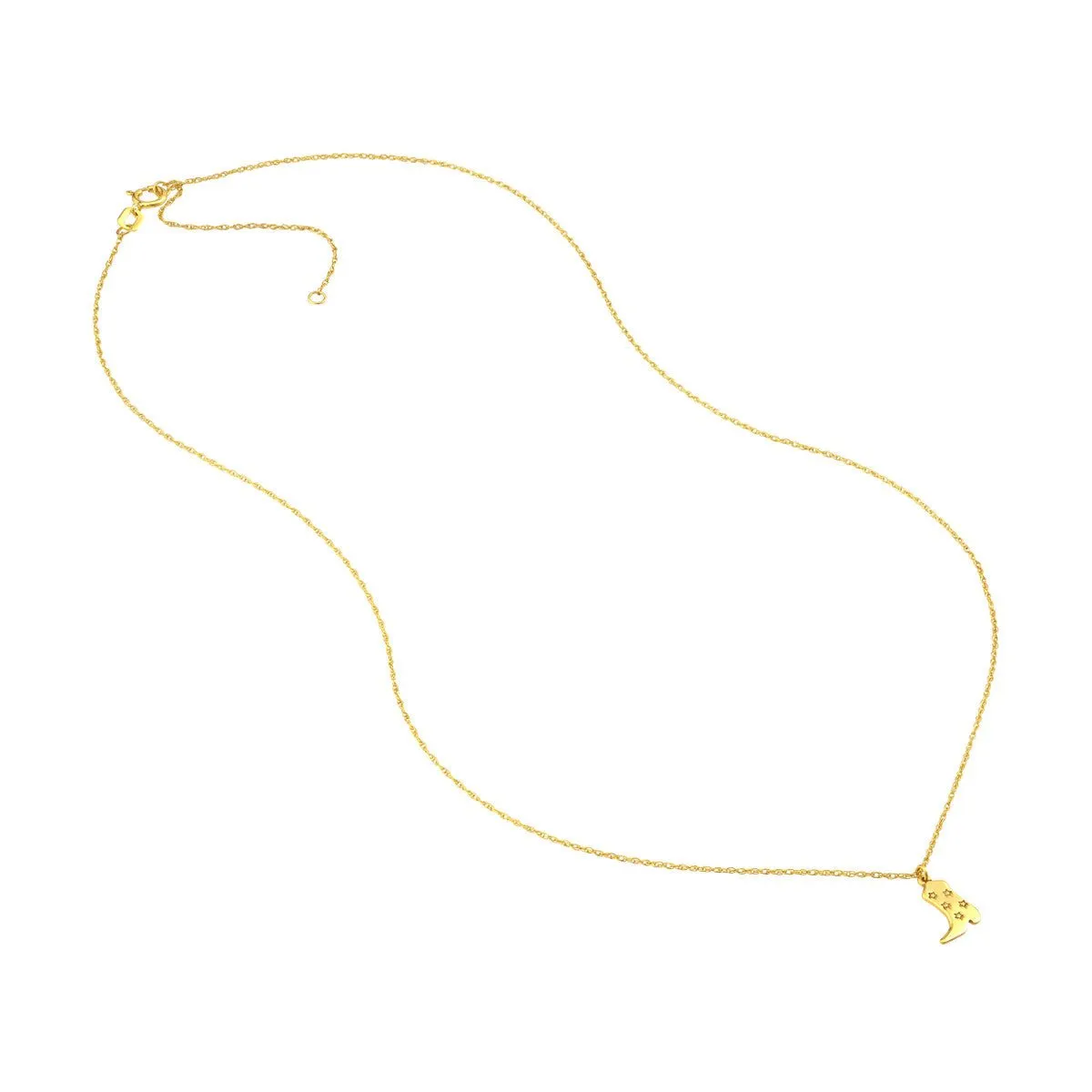 14K Yellow Gold So You Five Stars Cowboy Boot Necklace