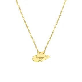 14K Yellow Gold So You Mini Cowboy Hat Necklace