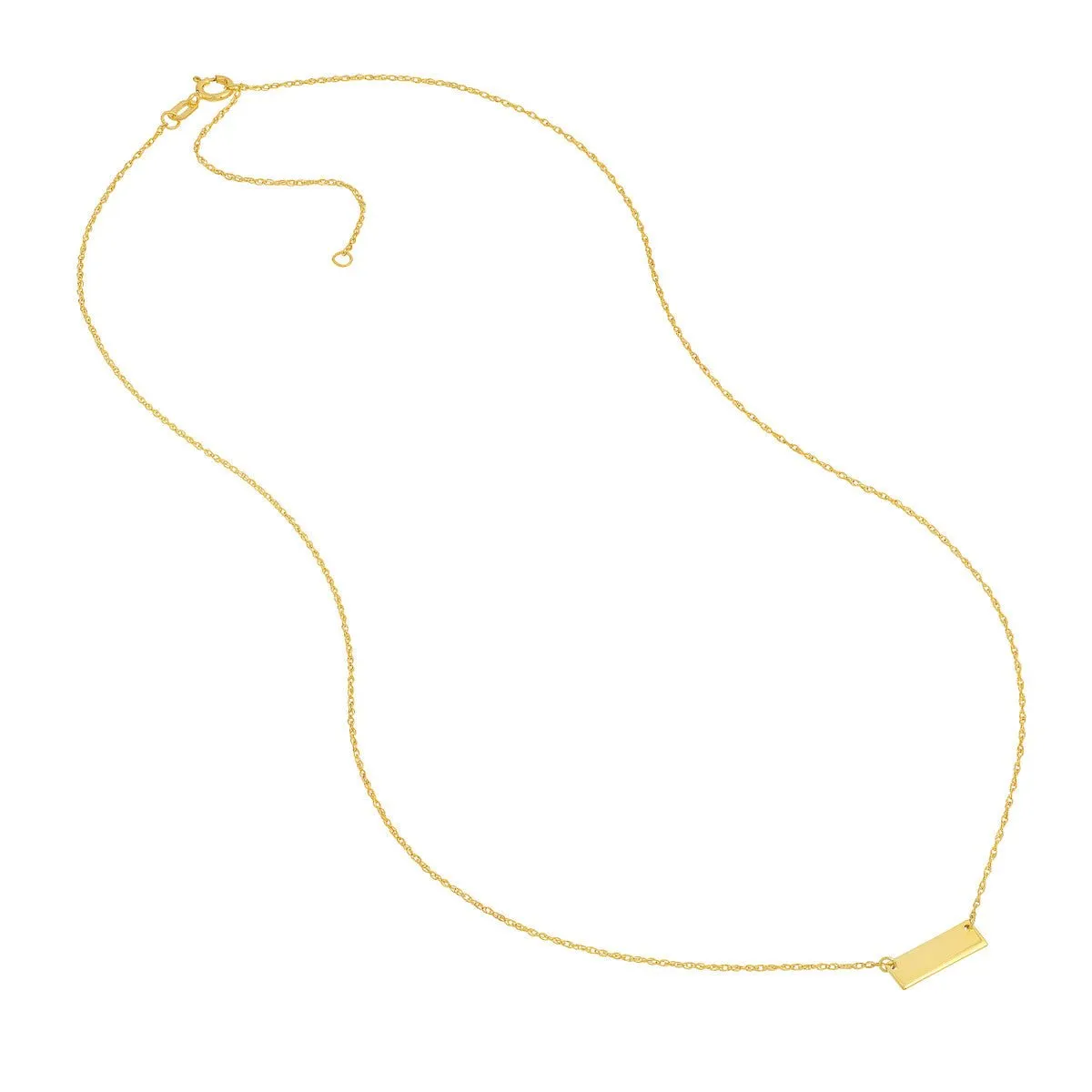 14K Yellow Gold So You Mini Engravable Bar Adjustable Necklace