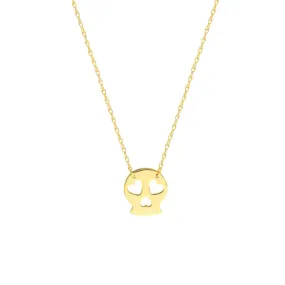 14K Yellow Gold So You Mini Sugar Skull Adjustable Necklace