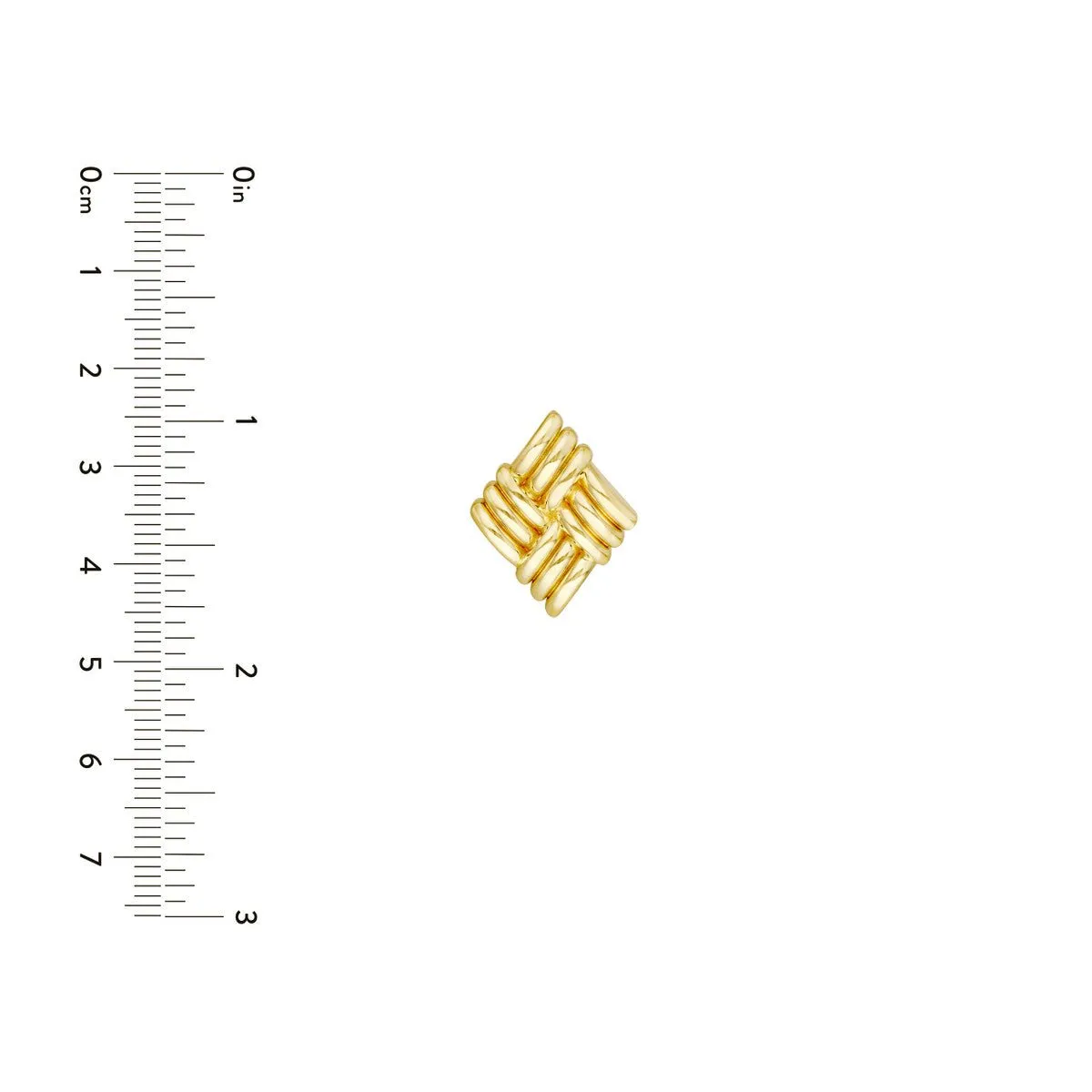 14K Yellow Gold Square Lattice Pattern Stud Earrings