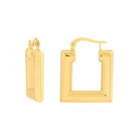 14K Yellow Gold Square Polished Puff Earrings