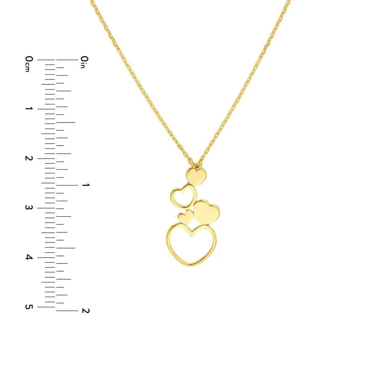 14K Yellow Gold Stacked Hearts Adjustable Necklace