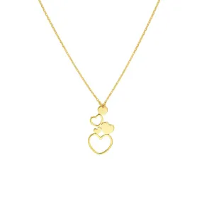 14K Yellow Gold Stacked Hearts Adjustable Necklace