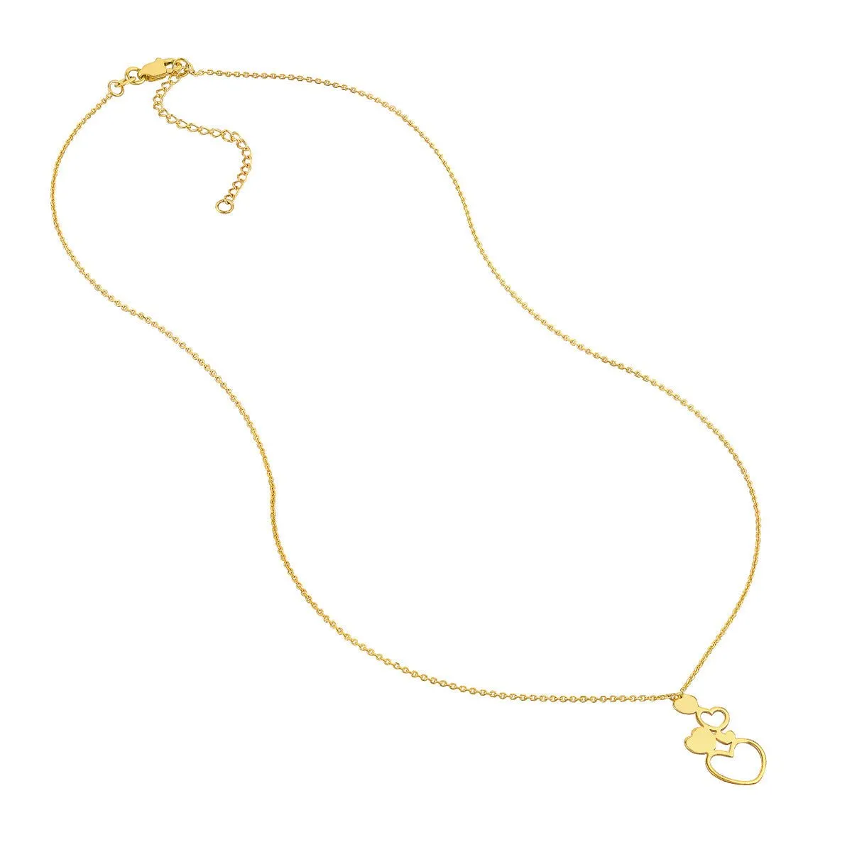 14K Yellow Gold Stacked Hearts Adjustable Necklace