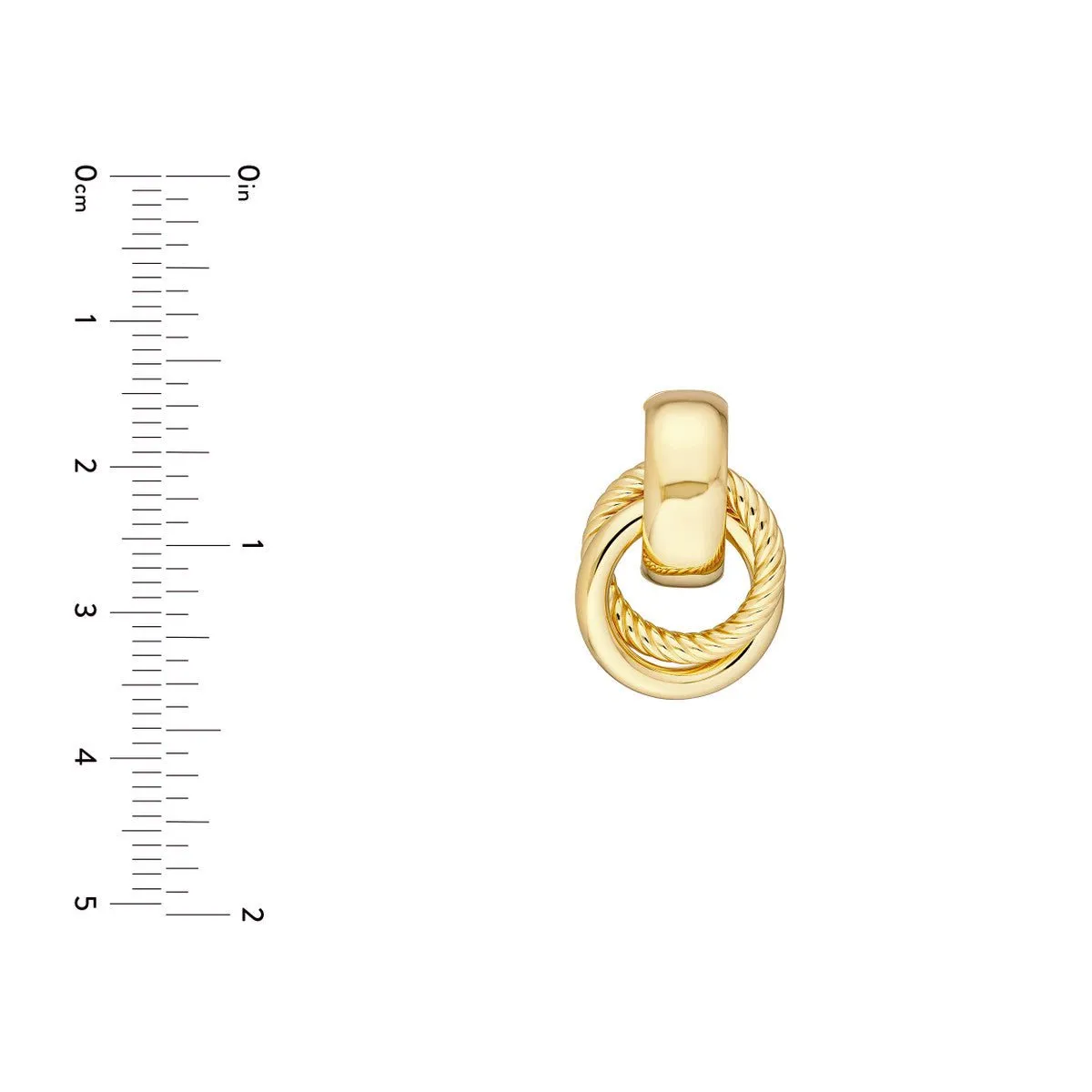 14K Yellow Gold Texture Door Knocker Hoop Earrings