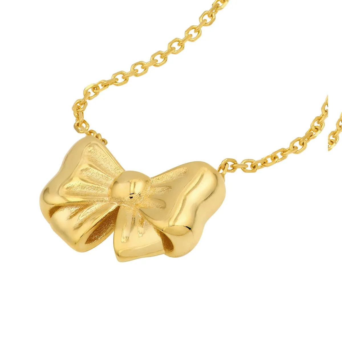 14K Yellow Gold Tied Bow Necklace