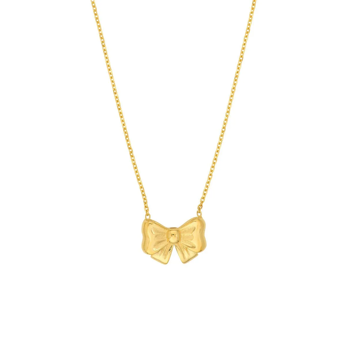 14K Yellow Gold Tied Bow Necklace