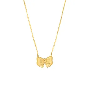 14K Yellow Gold Tied Bow Necklace