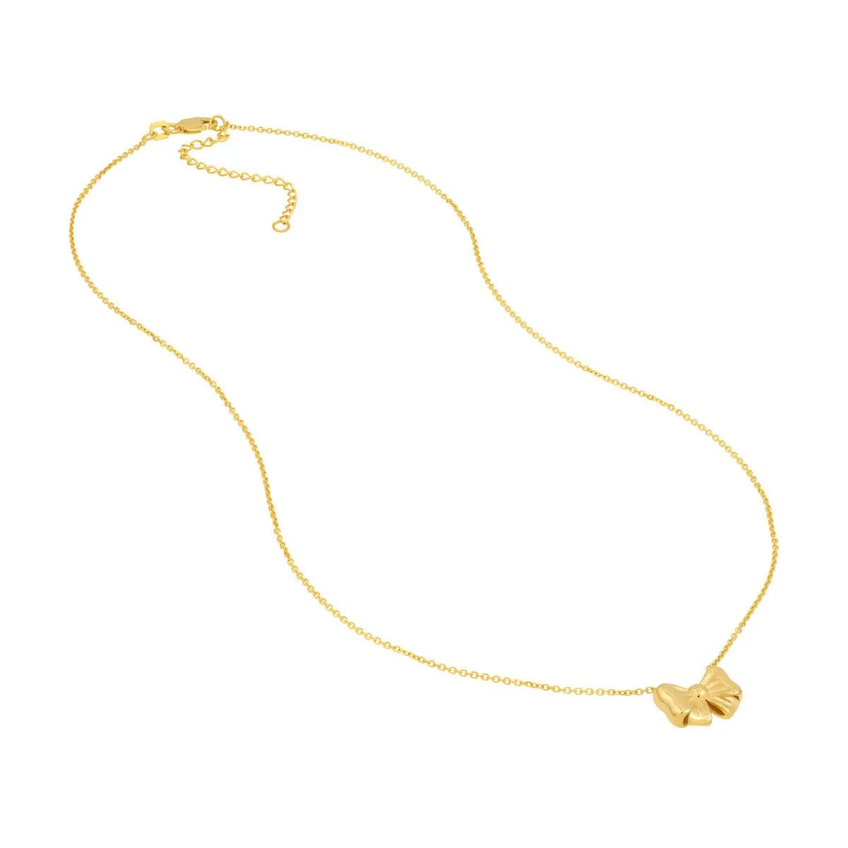 14K Yellow Gold Tied Bow Necklace