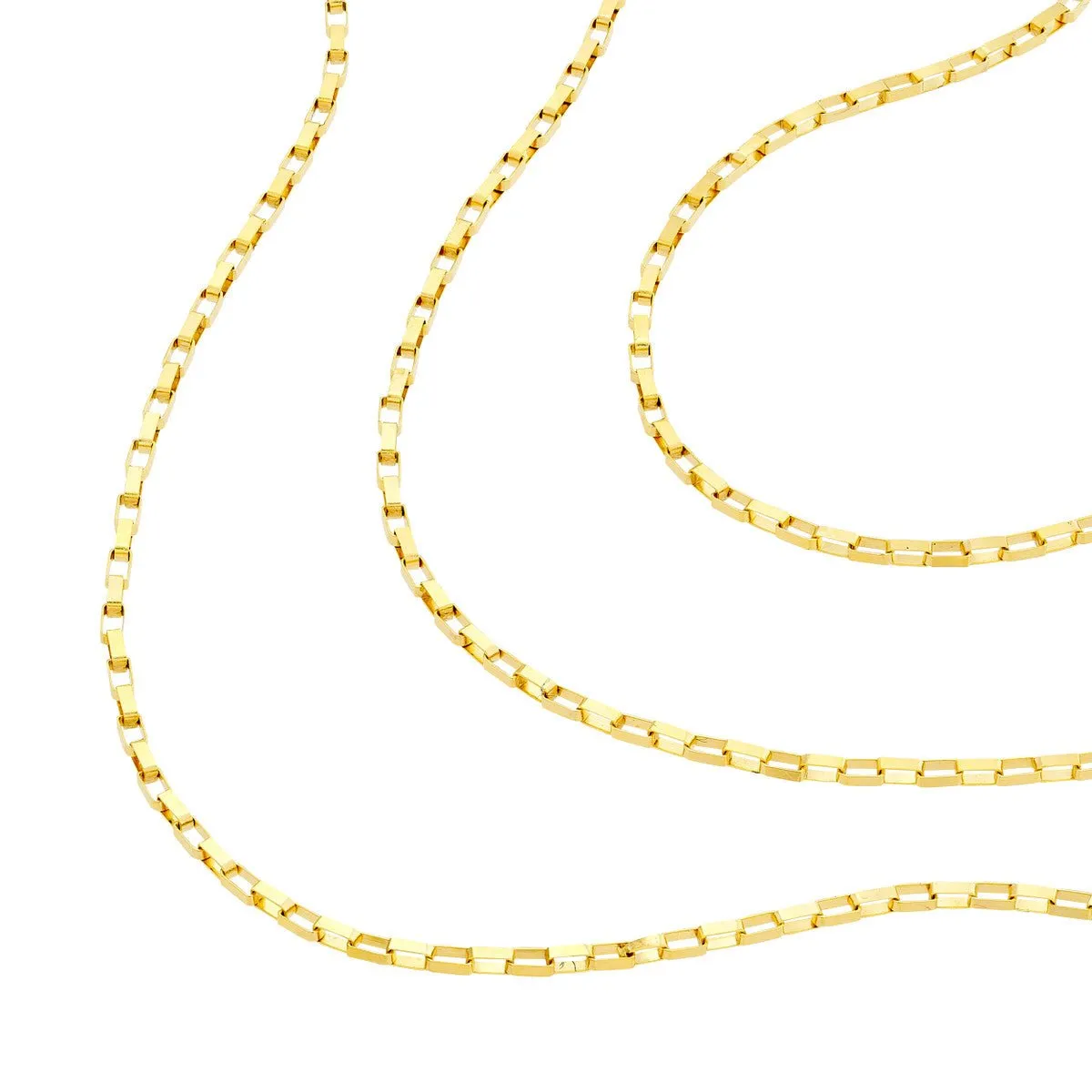 14K Yellow Gold Triple Graduated Box Link Necklace with Lobster Lock