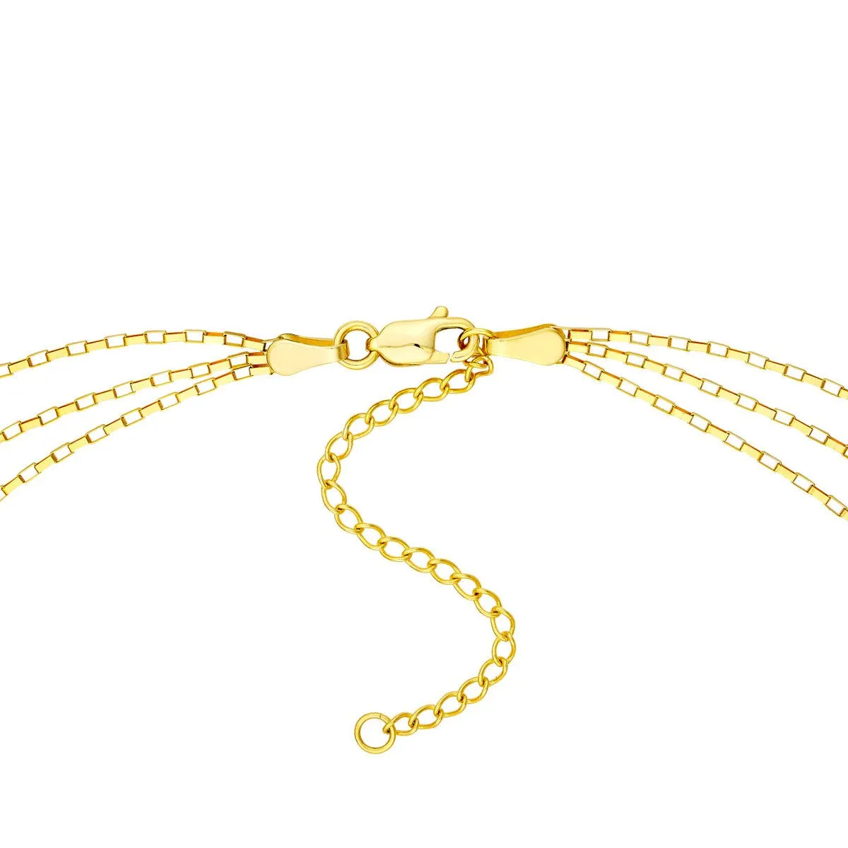 14K Yellow Gold Triple Graduated Box Link Necklace with Lobster Lock