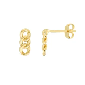 14K Yellow Gold Triple Link Earrings