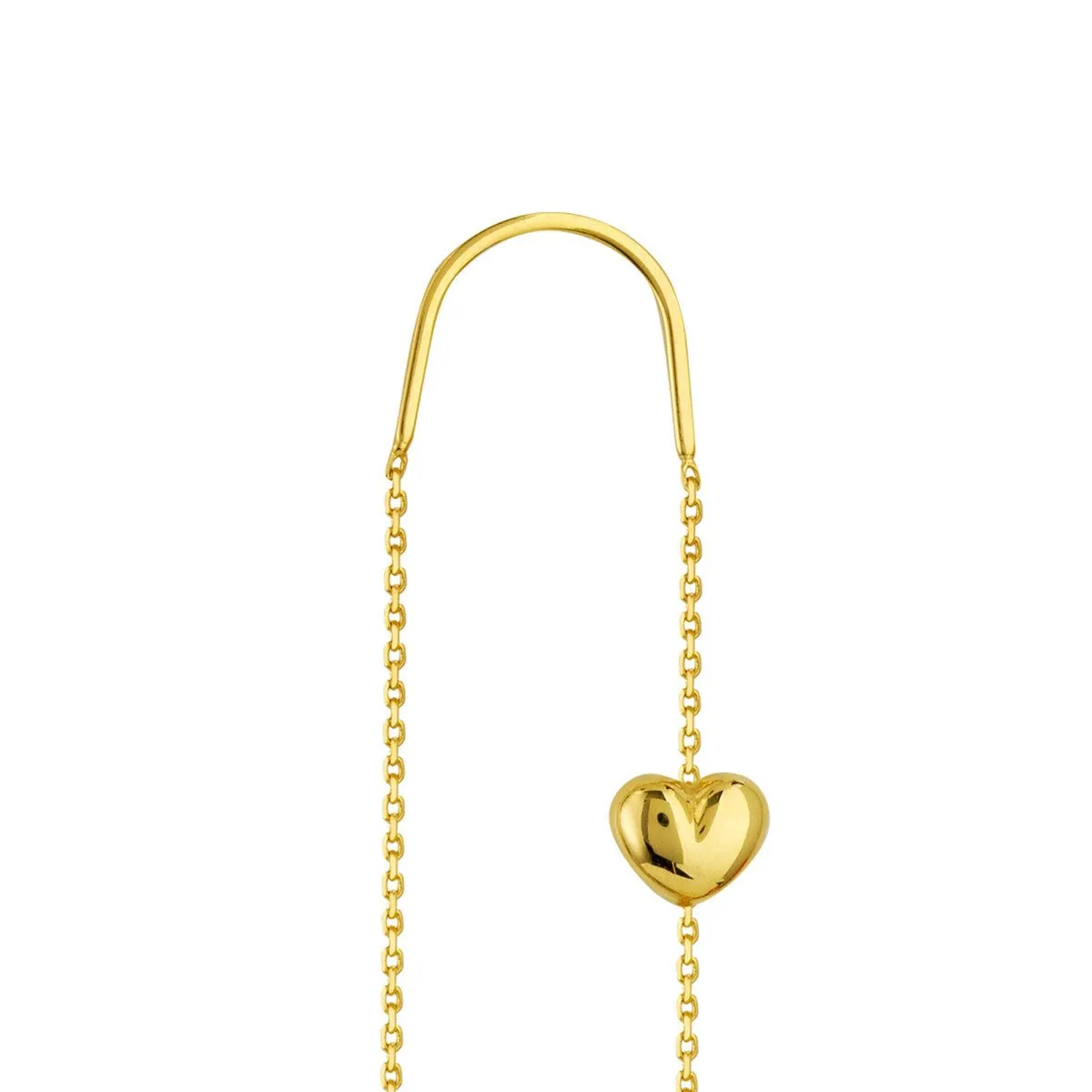 14K Yellow Gold Triple-Puffed Heart Threader Earrings