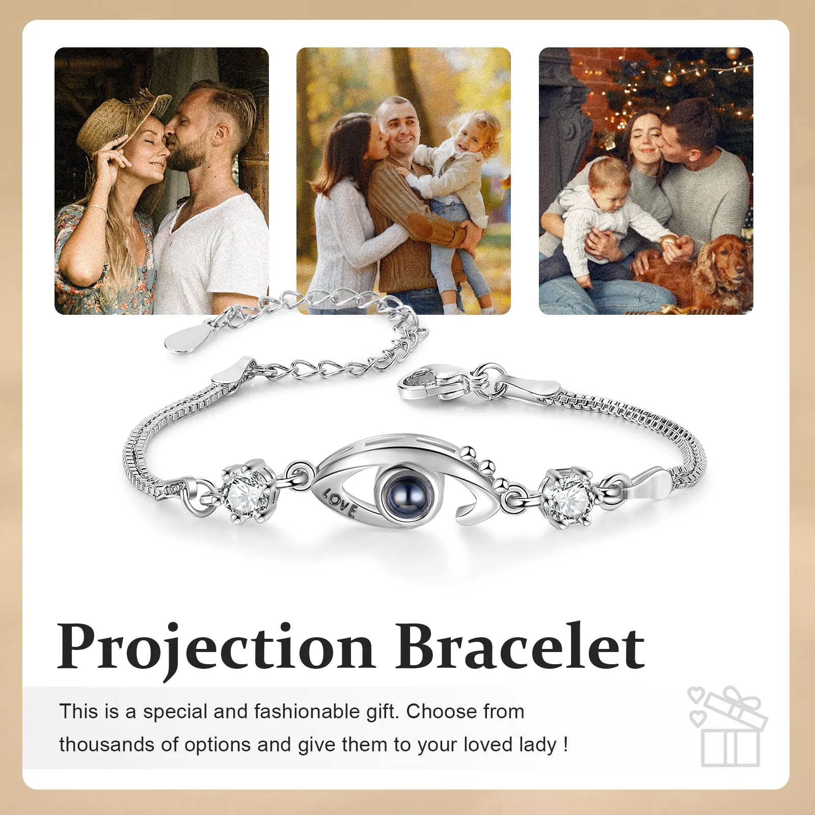 4FunGift® Angel Eye Customized Photo Projection Bracelet