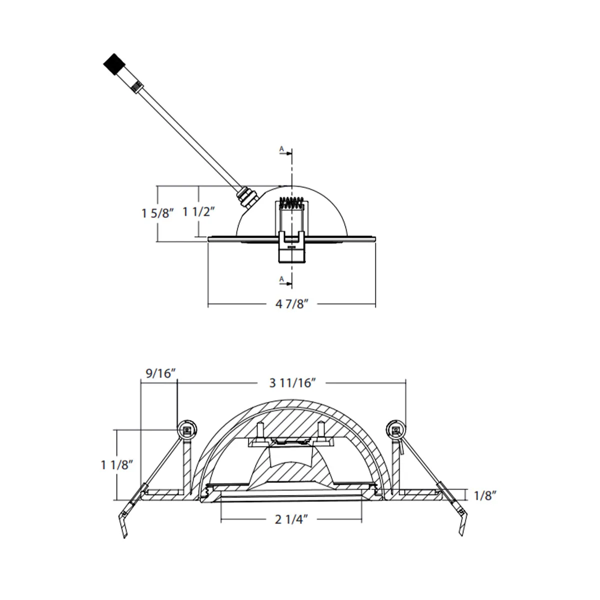 4" Floating Gimbal Canless LED Downlight, 1050 Lumens, Selectable 2700K to 5000K