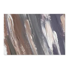 Abstract Area Rug |  Gray White Brown Acrylic Paint