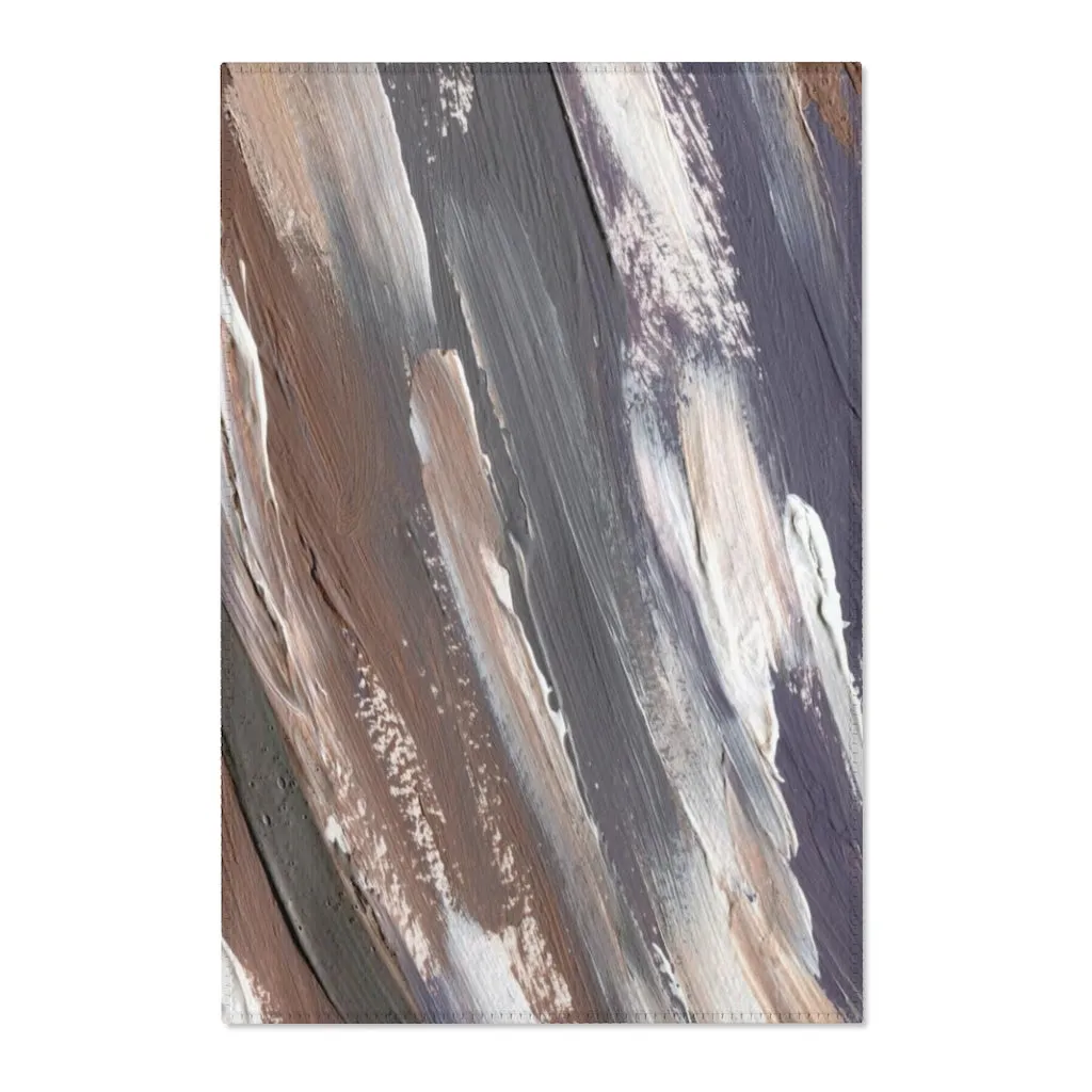 Abstract Area Rug |  Gray White Brown Acrylic Paint