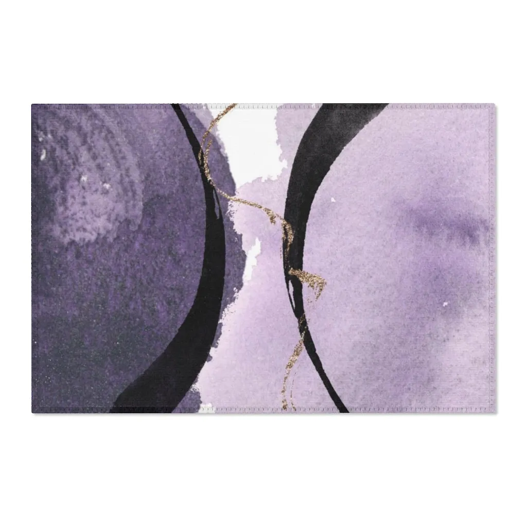 Abstract Area Rug |  Lavender Purple Black