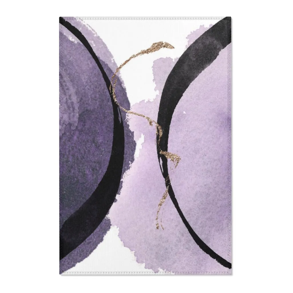 Abstract Area Rug |  Lavender Purple Black