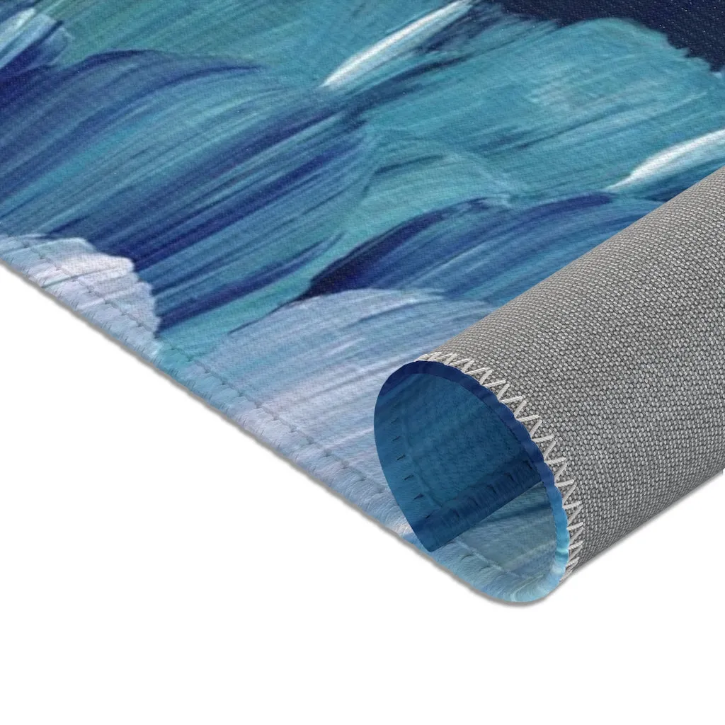 Abstract Area Rug | Pastel Blue Indigo Navy Acrylic