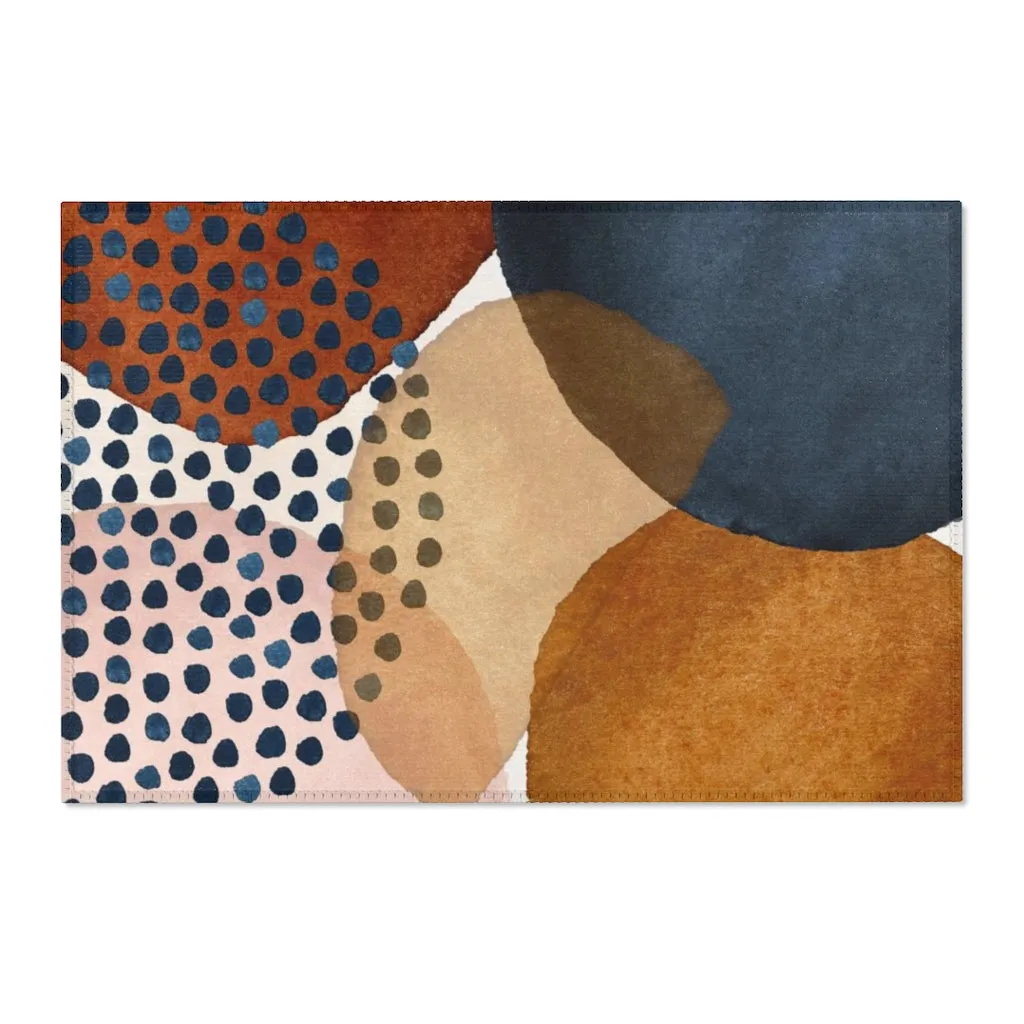 Abstract Area Rug |  Rust Navy Orange Pink