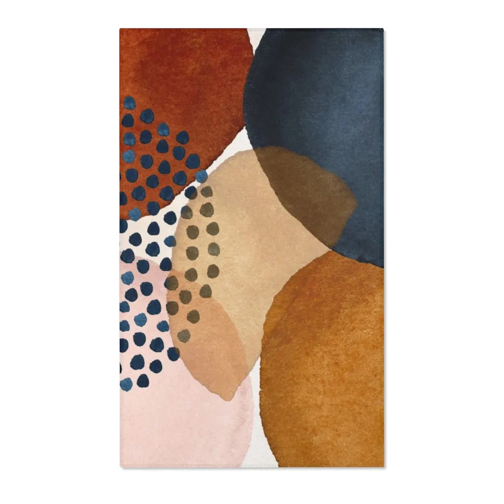 Abstract Area Rug |  Rust Navy Orange Pink